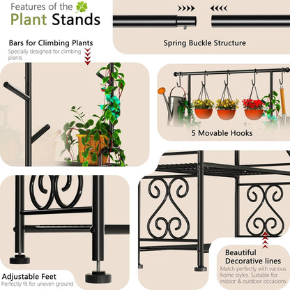 GIOTORENT Plant Stand Indoor, 3-Tier Heavy Duty Metal Shelf for Patio & Indoor, Tall Plant Holds