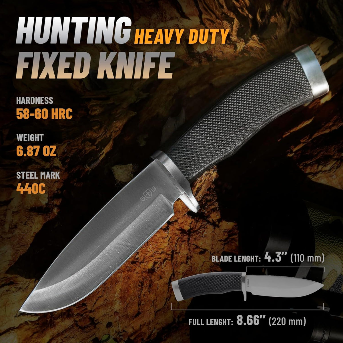 Hunting Knife with Sheath Survival Knives for Men - Best Tactical Camping Hunting Hiking Knife