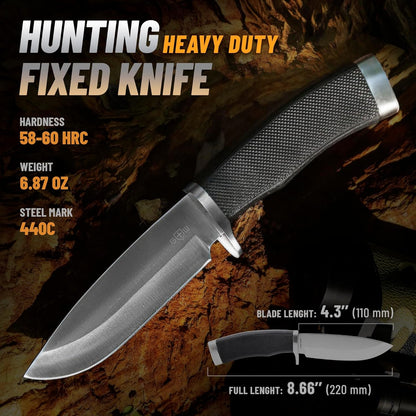 Hunting Knife with Sheath Survival Knives for Men - Best Tactical Camping Hunting Hiking Knife
