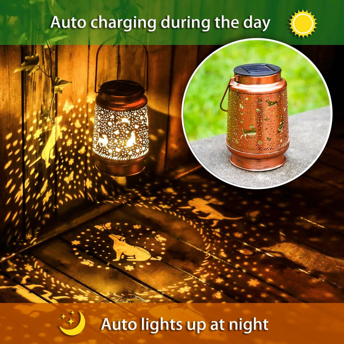 Dog Solar Lanterns Outdoor Waterproof Hanging Solar Lights Dog Gifts for Women Men Metal Decorative
