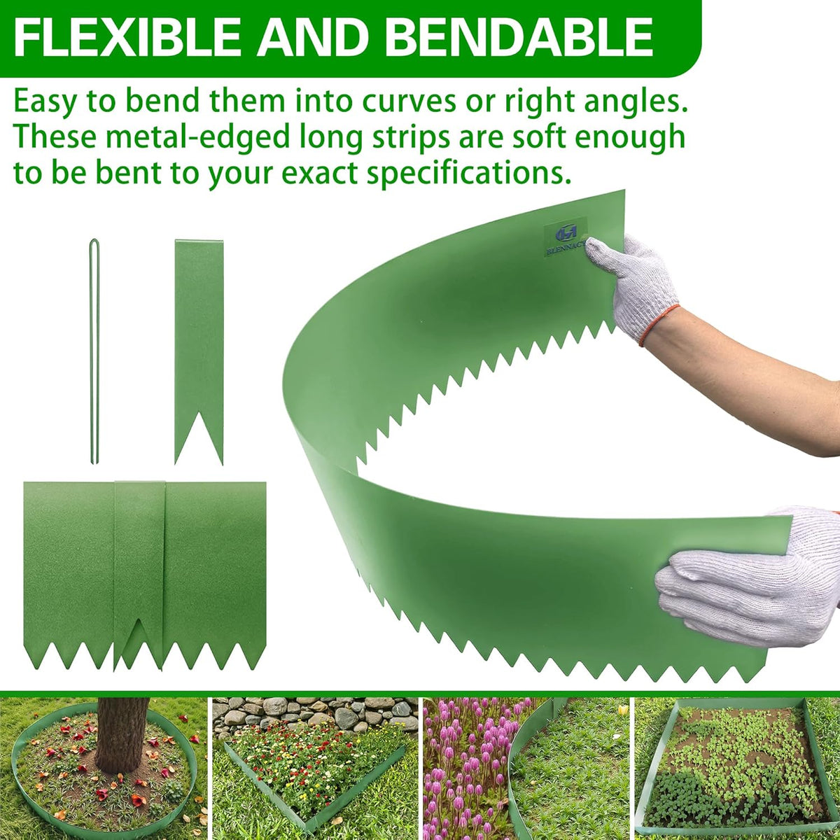 Metal Landscape Edging 6 Pack 40" L x 6" H,Galvanized Bendable Metal Garden Edging,Hammer- in Steel