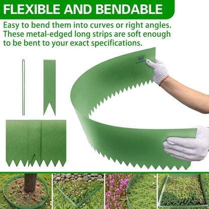 Metal Landscape Edging 6 Pack 40" L x 6" H,Galvanized Bendable Metal Garden Edging,Hammer- in Steel