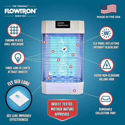 Flowtron Indoor Bug Zapper | Electric Fly & Insect Killer with 120W UV Light, Pheromone Lure