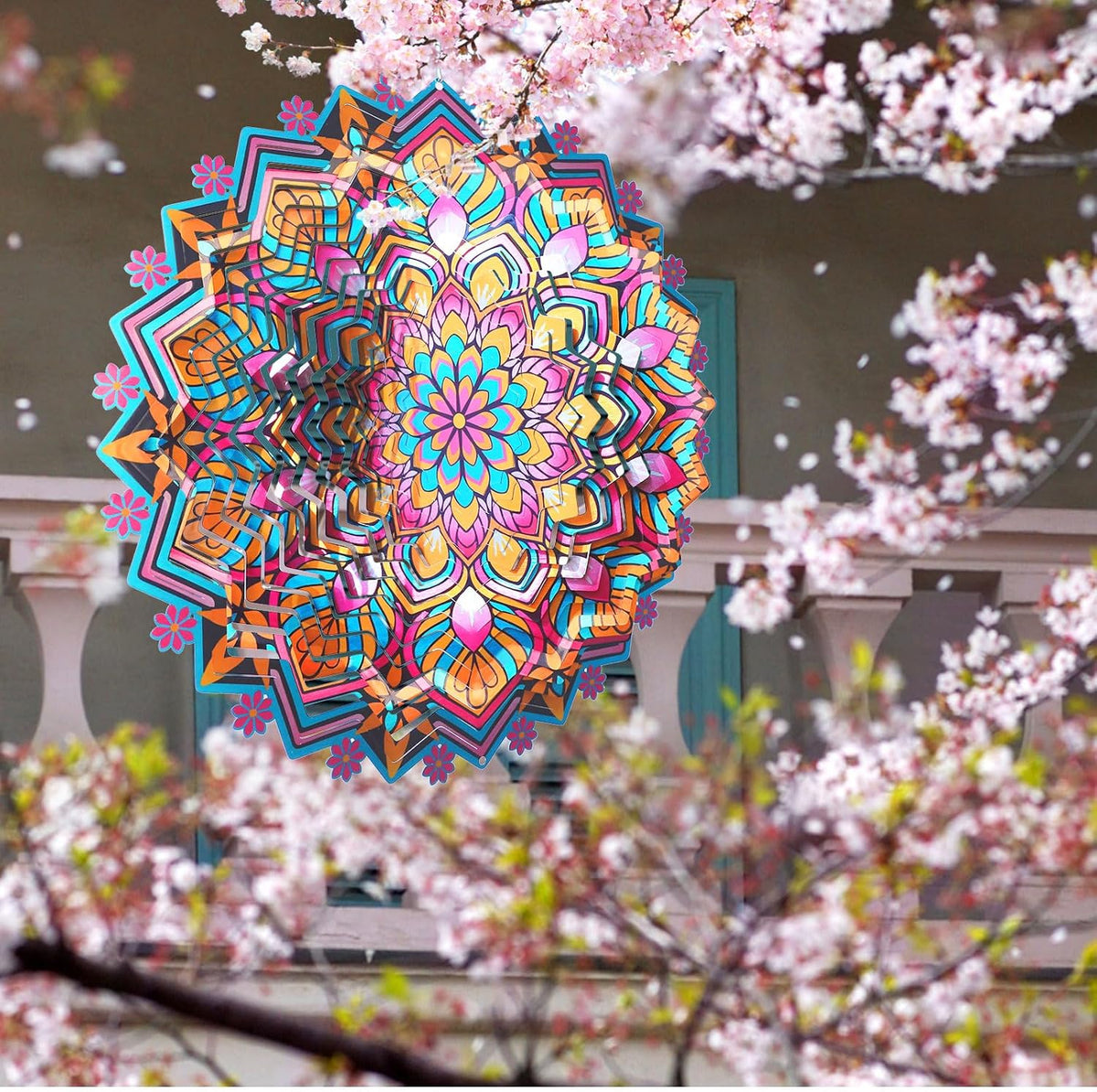 Goolyrusim Metal Wind Spinner - Mandala Lotus Wind Spinners, 12inch Kinetic 3D Hanging Wind