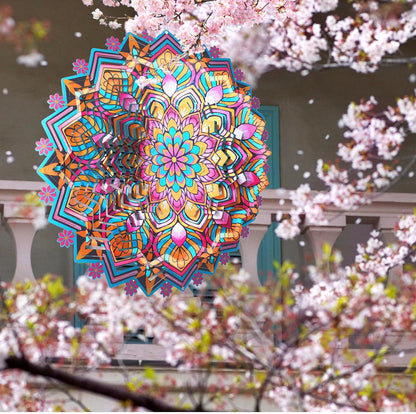 Goolyrusim Metal Wind Spinner - Mandala Lotus Wind Spinners, 12inch Kinetic 3D Hanging Wind