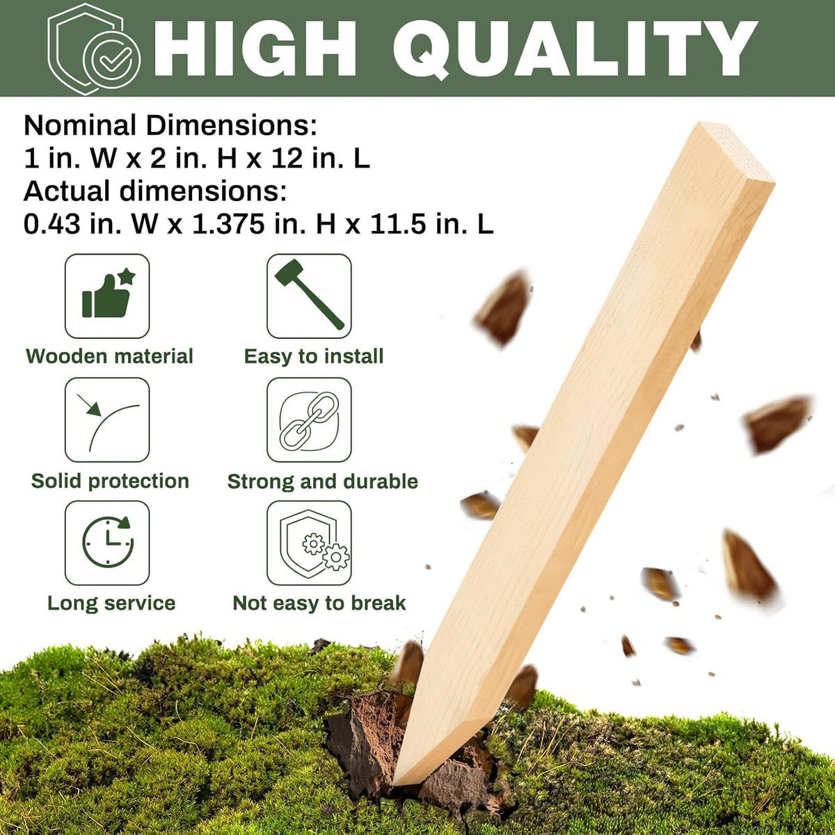 48 Pieces Wooden Garden Stakes 12 Inch Grade and Survey Stakes Wooden Garden and Sign Posts for