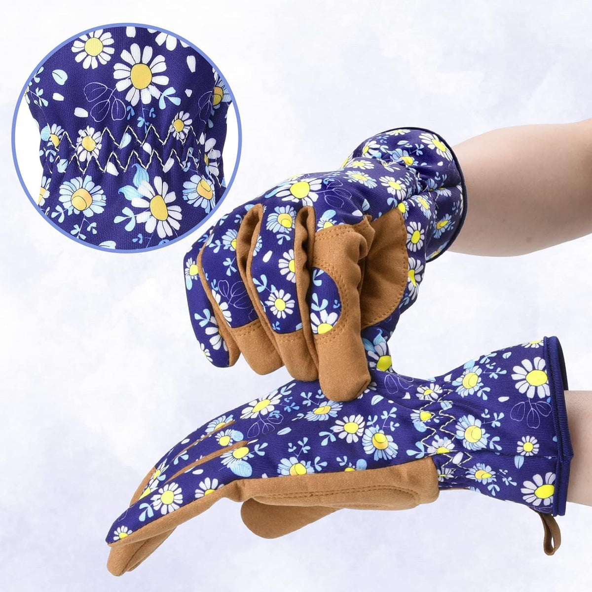 Womens Gardening Weeding Working Gloves, Leather Garden Glove for Women Thorn Proof No Stab for