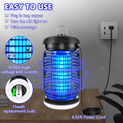 Bug Zapper Outdoor, Mosquito Zapper with LED Light, Fly Zapper Outdoor Indoor, Insect Zapper