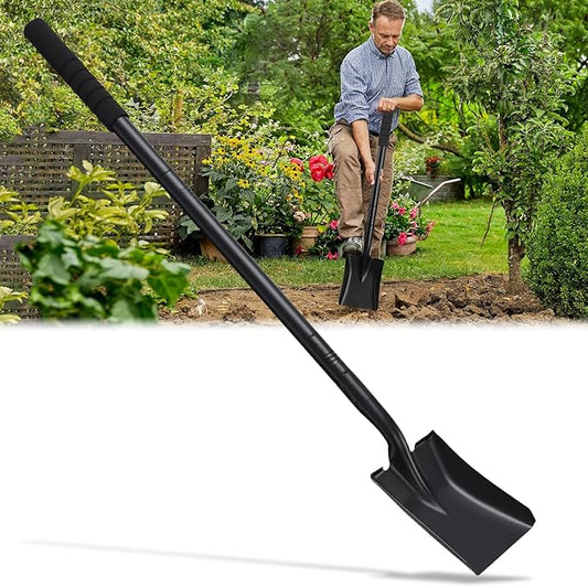 Shovel, Garden Shovels for Digging, Small Spade Square Trench Shovel with 43.3" Metal Handle,Mini