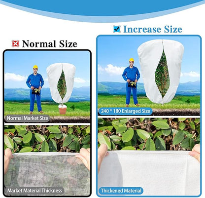 Plant Covers Freeze Protection, Frost Blankets for Outdoor Plants with Drawstring and Zipper, 2.5