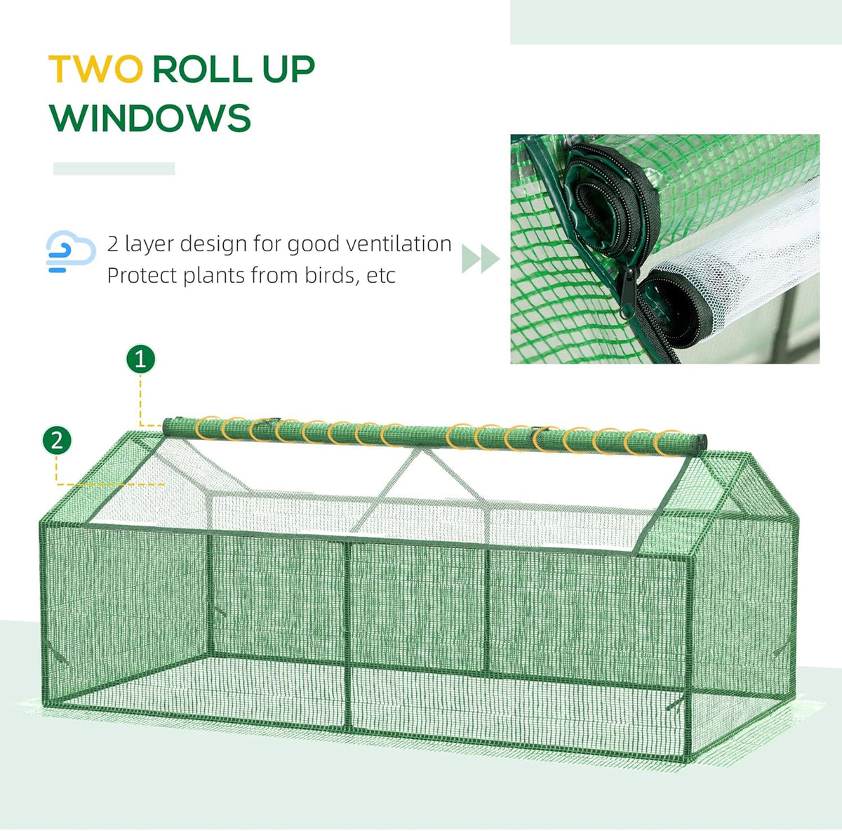 Outsunny 71" x 36" x 28" Mini Greenhouse Portable Hot House for Plants with Large Zipper Windows