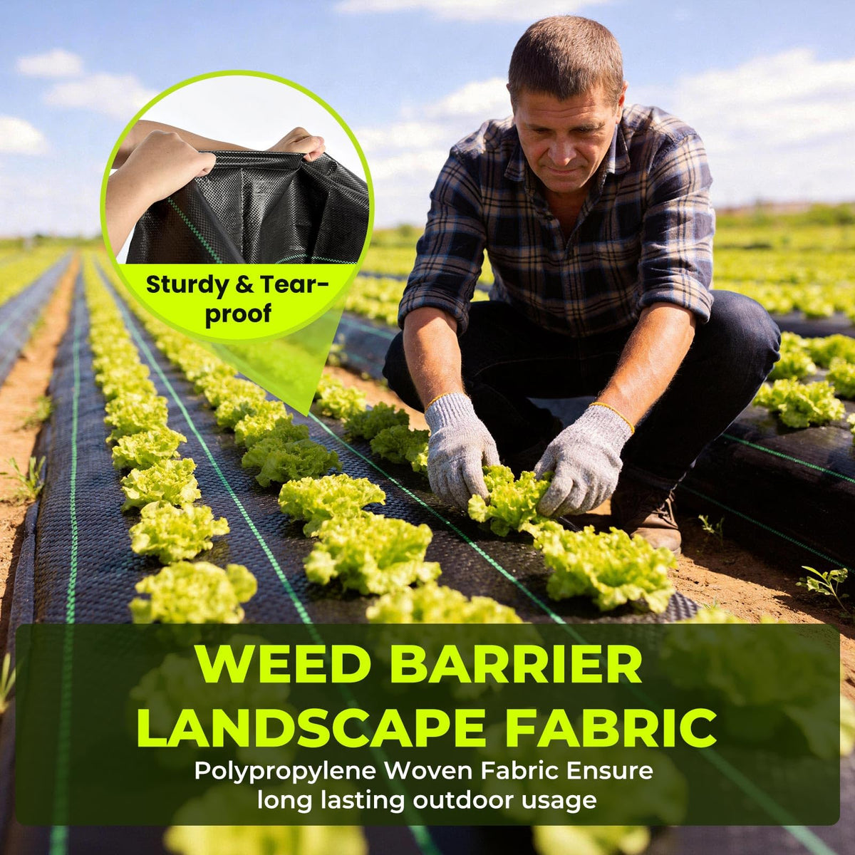 4ft x 300ft Weed Barrier Landscape Fabric, 3.2oz Heavy Duty Woven Fabric