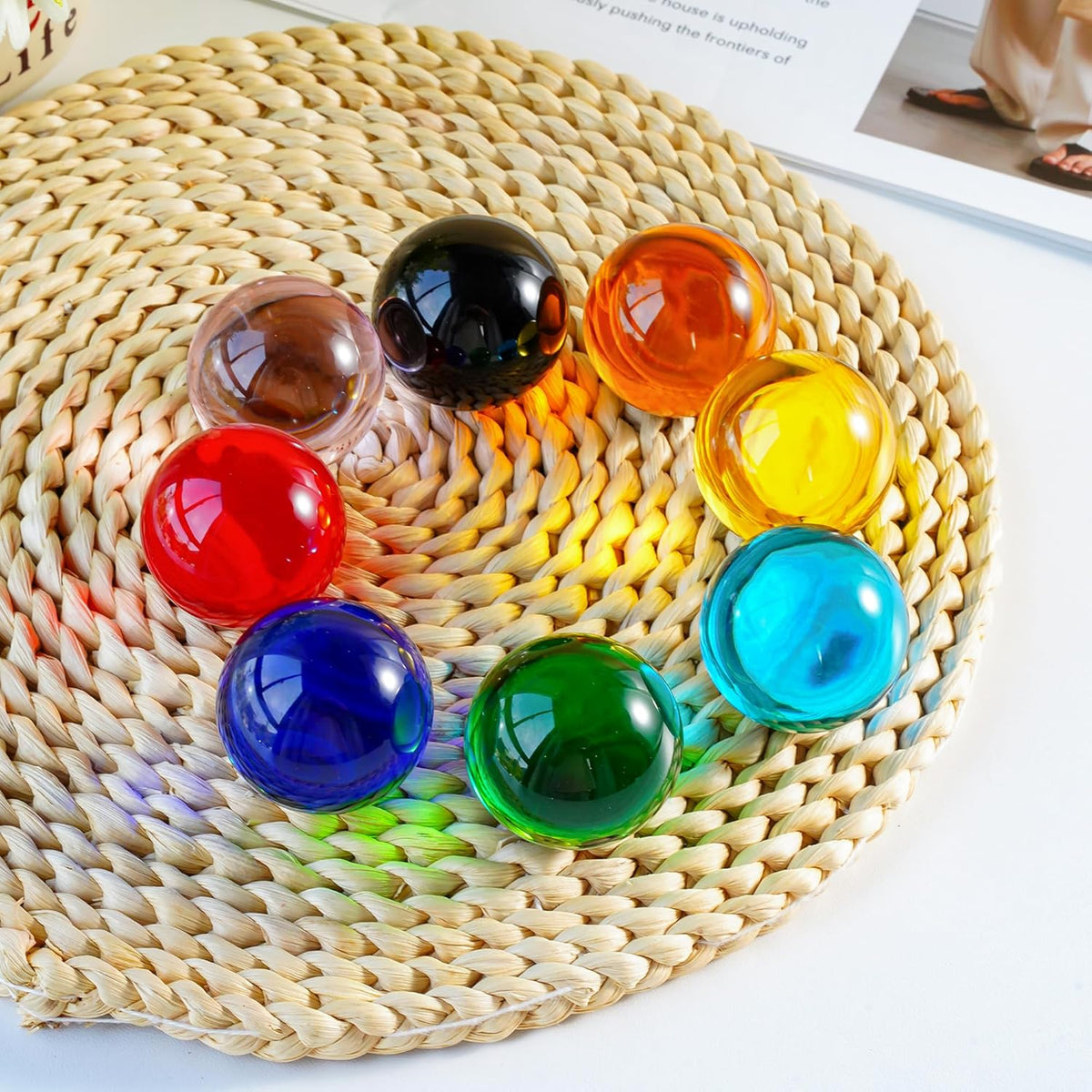 8pcs Colorful Crystal Balls Decoration for Home 40mm Rainbow Color Glass Balls Healing Spheres