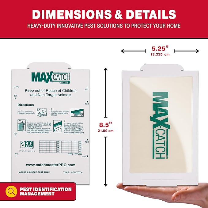Catchmaster Max-Catch Mouse & Insect Glue Trap 36PK, Mouse Traps Indoor for Home, Sticky Pest