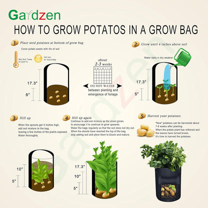 Gardzen 6 Pack BPA-Free 10 Gallon Vegetable Grow Bags with Access Flap and Handles, Suitable for