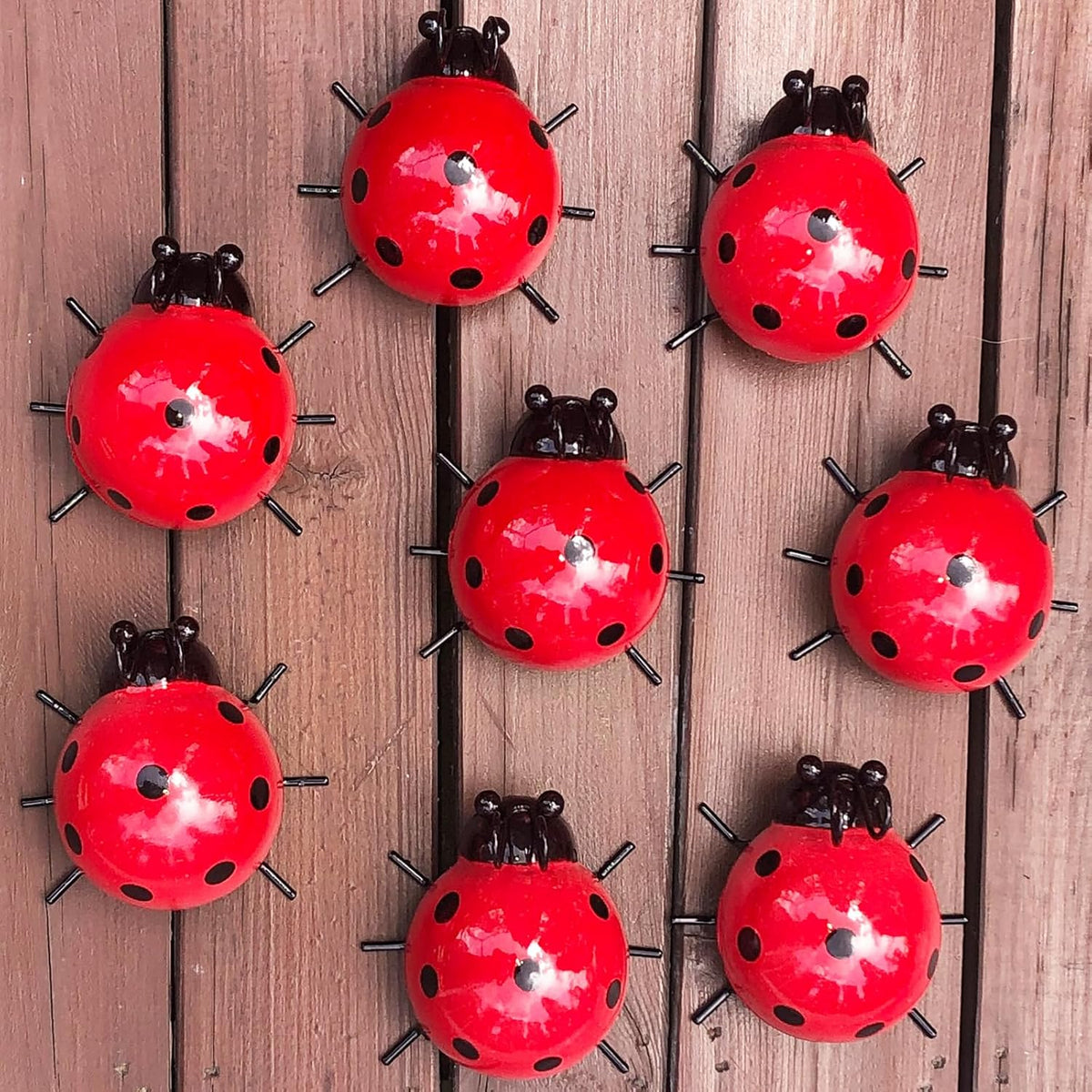 Metal Garden Decor for Outside Cute Ladybugs Yard Art Lawn Ornaments Wall Sculptures & Statues