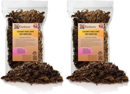 Premium Coconut Husk Chips and Fibers Mix for Orchids - 10 Quart - Houseplant, Monstera and Fiddle