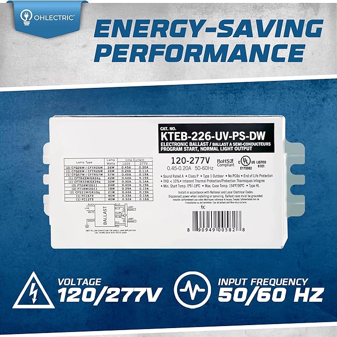 OHLECTRIC 2 Pack - Replacement for Keystone KTEB-226-UV-PS-DW | 2 Lamp Compact Fluorescent