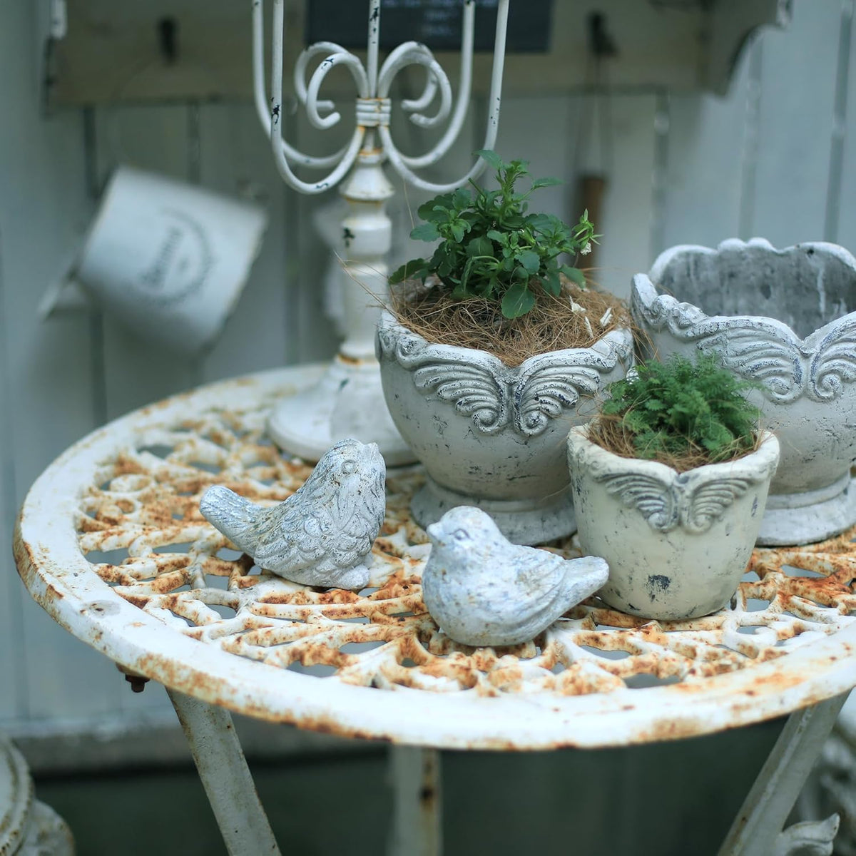 Z&Z ornamentorum Outdoor Bird Statues Decor Figurines for Home Cement Bird Sculpture for Patio Yard