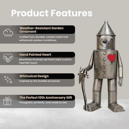 Tin Man Outdoor Statue – Whimsical Metal Yard Decor for Lawn or Patio – Unique Weatherproof