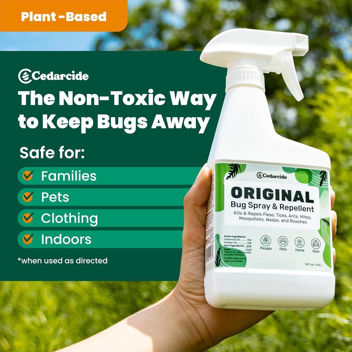 Cedarcide Original: Eco-Friendly Bug Spray - Repel & Kill Fleas, Ticks, Mosquitoes, Mites, Ants &