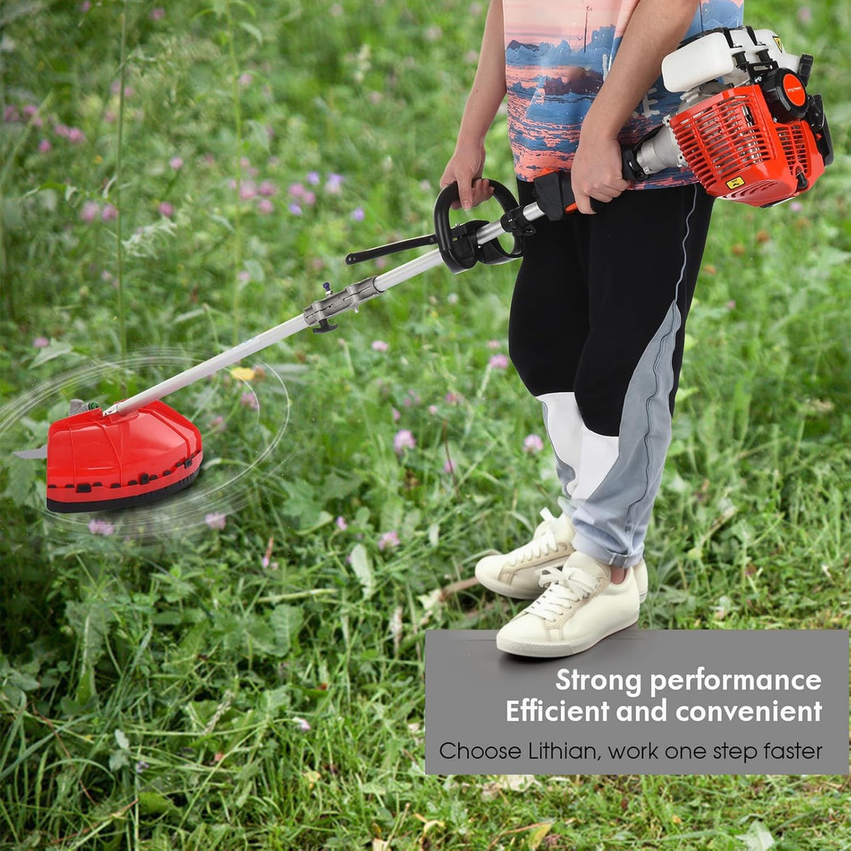 52cc Gas Powered 5-in-1 Multi-Functional Garden Tool, Powerful 2-Stroke Brush Cutter Hedge Trimmer