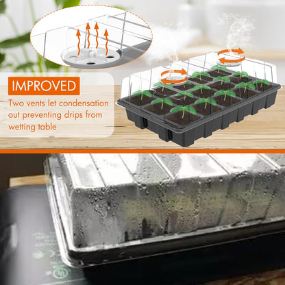 Gardzen 10-Pack Seed Starter Kits, Reusable Plant Germination Trays with Total 150-Cell, Seed