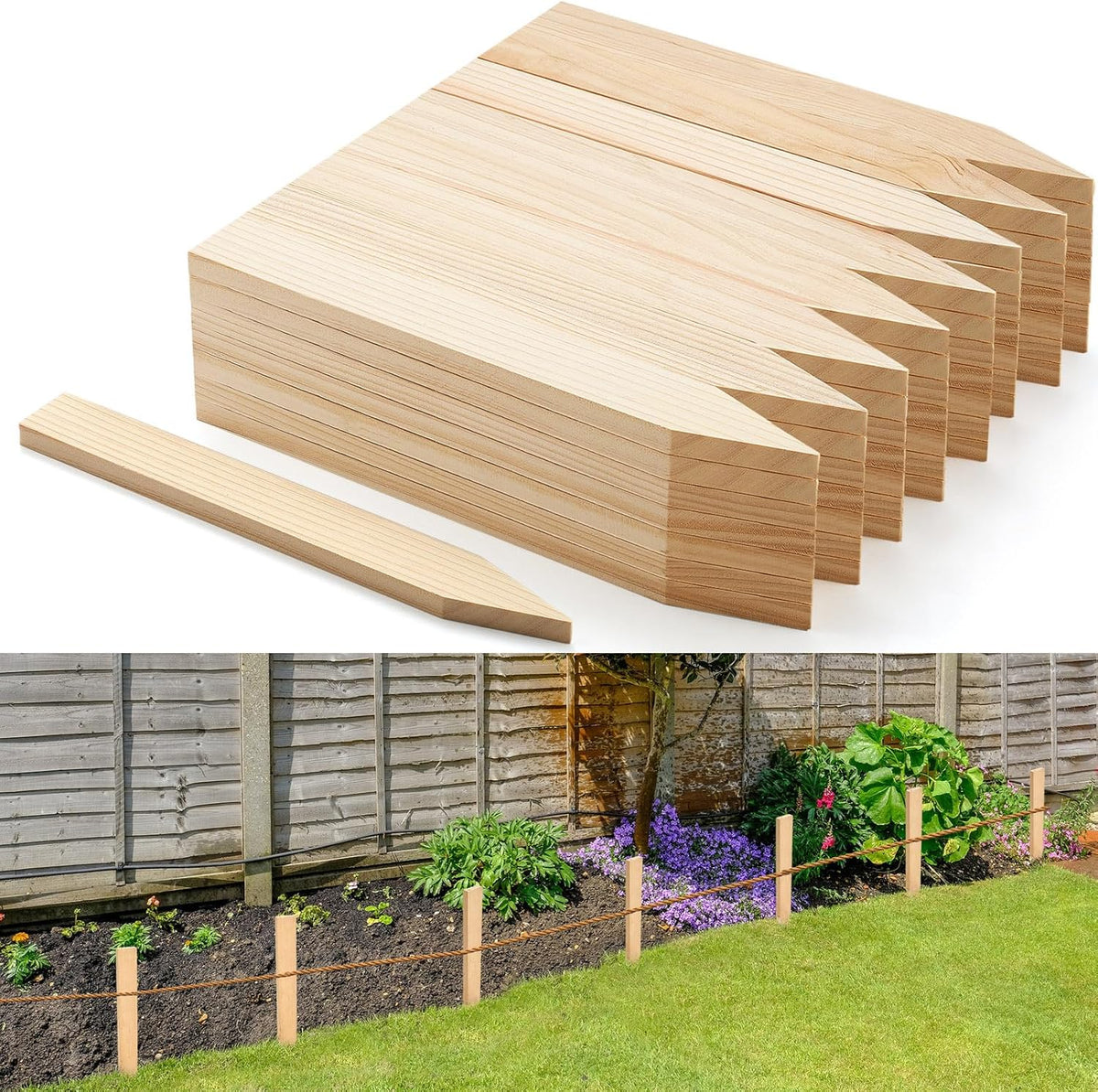 48 Pieces Wooden Garden Stakes 12 Inch Grade and Survey Stakes Wooden Garden and Sign Posts for