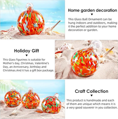 EUSTUMA Hand Blown Glass Witch Ball,Glass Ball Ornament Hanging Garden Gazing Ball Indoor Outdoor