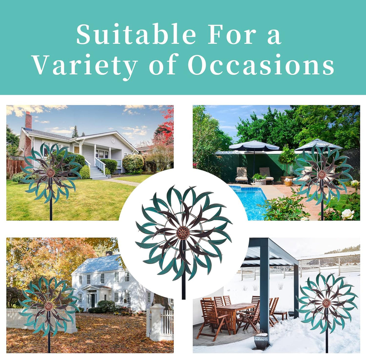 Stargarden Metal Wind Spinner,Two-Way Wind Sculptures,360 Degrees Kinetic Wind Spinners for Yard