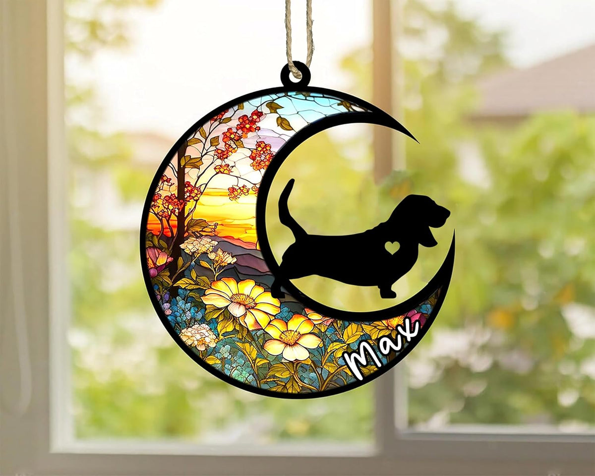 Personalized Dog Memorial, Custom Name Basset Hound Dog Christmas Ornament with Name, Custom