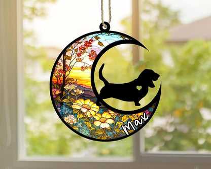 Personalized Dog Memorial, Custom Name Basset Hound Dog Christmas Ornament with Name, Custom