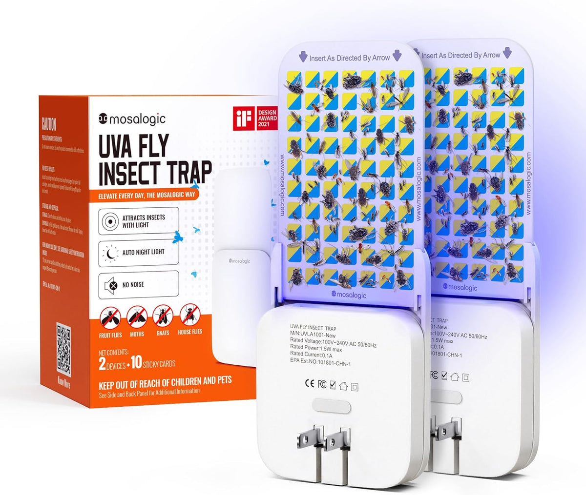 Mosalogic Fruit Fly Traps for Indoors Gnat Trap for House Indoor-600 Sqft Protection Area UV Fly