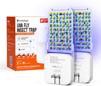 Mosalogic Fruit Fly Traps for Indoors Gnat Trap for House Indoor-600 Sqft Protection Area UV Fly