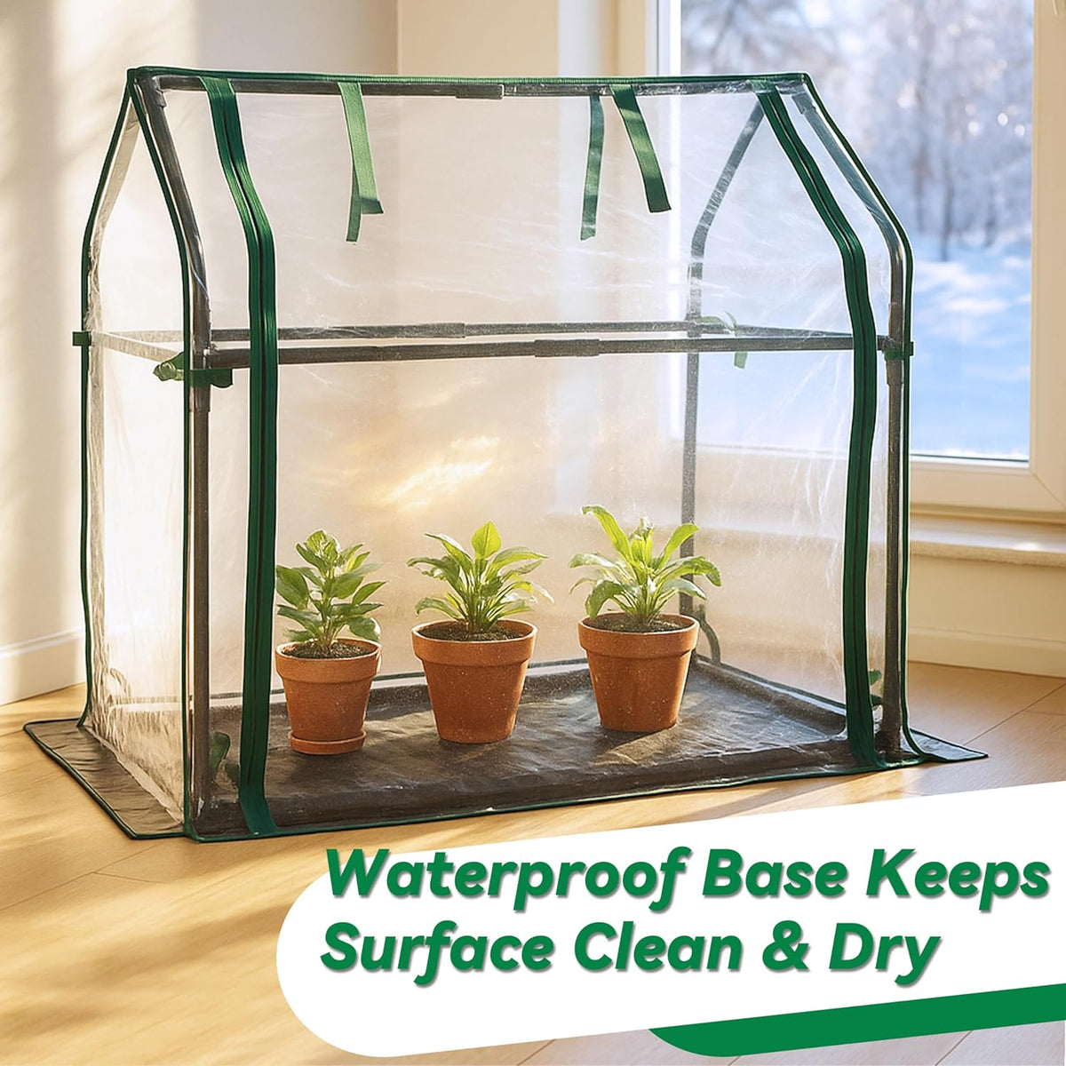 Gardzen Mini Greenhouse with Waterproof Base, Indoor/Outdoor Tabletop Greenhouse for Seed Starting