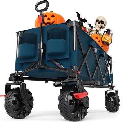 Timber Ridge 51.2" Extended Collapsible Wagon - Heavy-Duty Utility Cart with All-Terrain Wheels