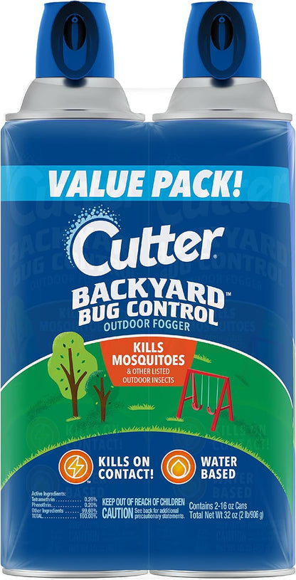 Cutter Backyard Bug Control Outdoor Fogger (2 Pack), Kills Mosquitoes, Fleas & Listed Ants, 16 fl