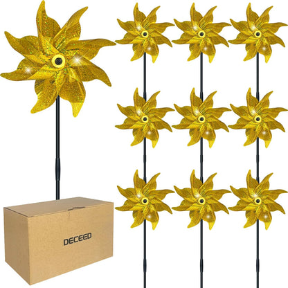 10 PCS Reflective Pinwheels for Yard and Garden Bird Devices Pre-Installed Sparkly Wind Spinner
