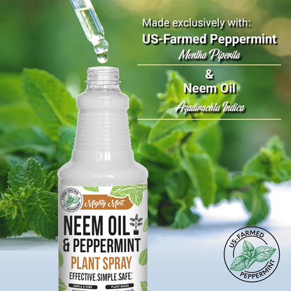 Mighty Mint Neem Oil & Peppermint Plant Nutrient Spray – Natural Leaf Shine for Indoor & Outdoor