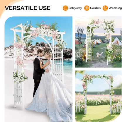 VINGLI 85in Wooden Arbor, Wedding Arch for Ceremony, Wood Trellis for Plant Climbing, Christmas