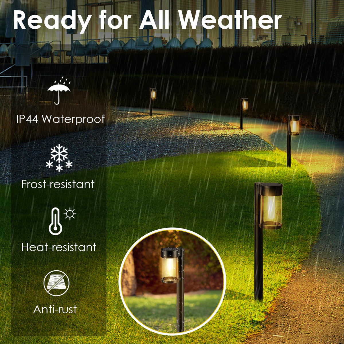 Mancra Solar Pathway Lights Outdoor, 10 Pack Metal & Glass Solar Lights Outdoor Waterproof