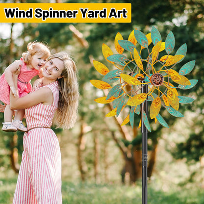 Metal Wind Spinners Outdoor, Kinetic Garden Wndmills,Yard Art Windmill with Metal Stake,Vintage