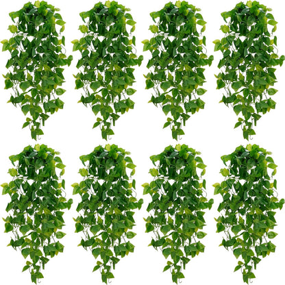 BLEUM CADE Fake Hanging Plants, 8pcs Artificial Hanging Plant, Faux Pothos Vines Hanging Plant
