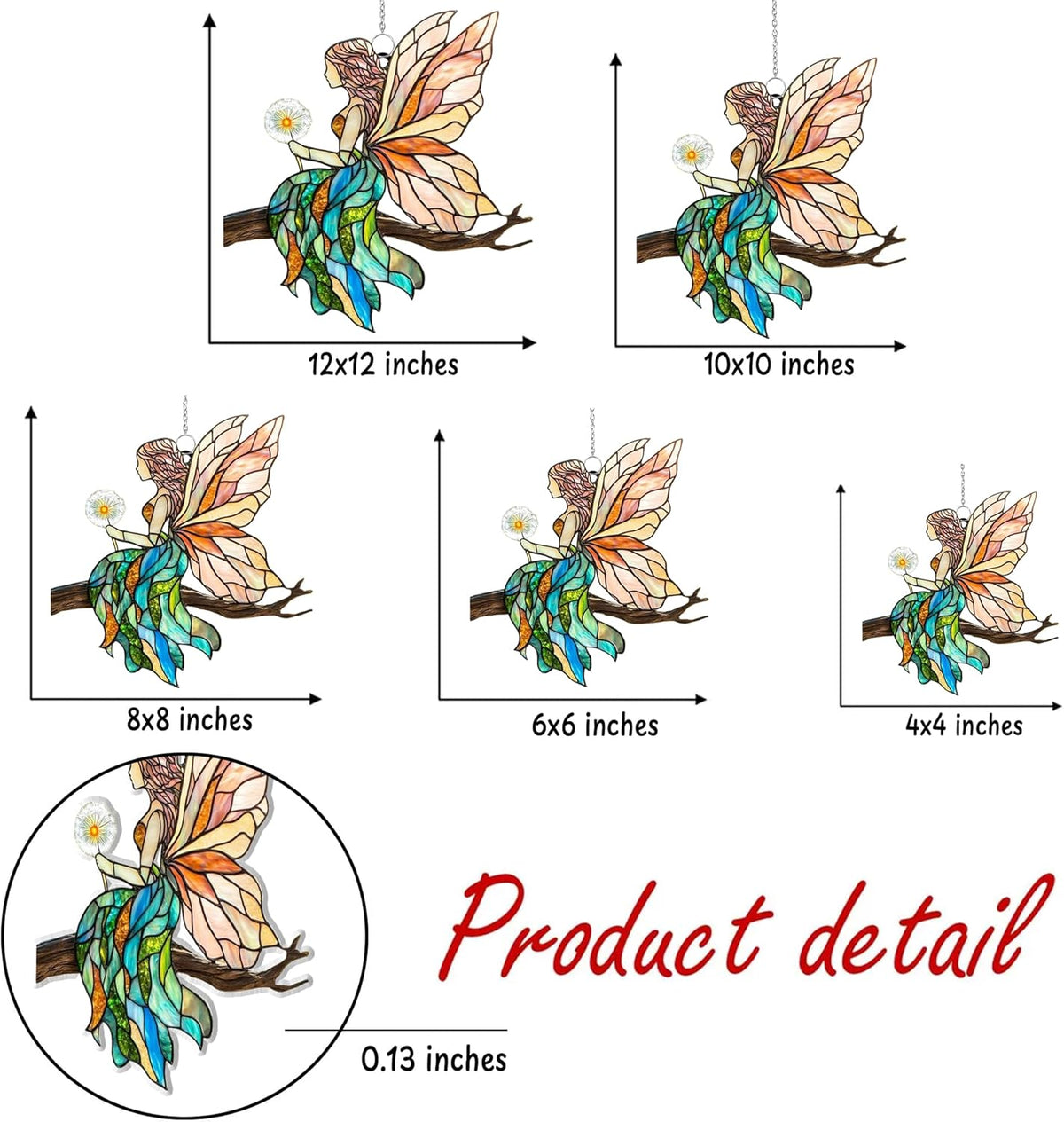 Fairy Cottagecore Acrylic Suncatcher Stained Glass Effect Window Car Hanging Christmas Ornament