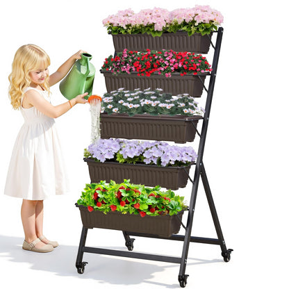 VECELO 5-Tier Vertical Garden Bed, Freestanding Elevated Raised Garden Planter with 5 Garden