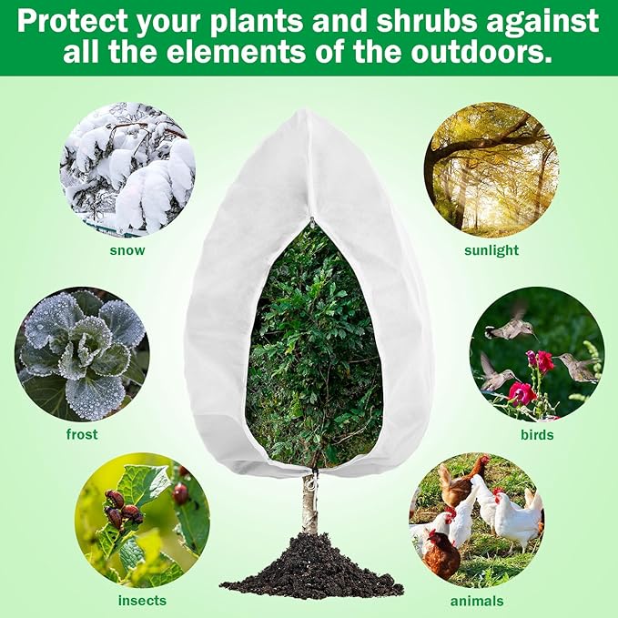 Plant Covers Freeze Protection 10 x 10 ft Extra Large Frost Cloth Plant Covers with Zipper