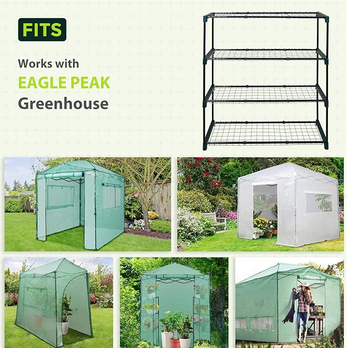 EAGLE PEAK Greenhouse Shelving Staging Double 4 Tier, Outdoor/Indoor Plant Shelves, 35"x12"x42"