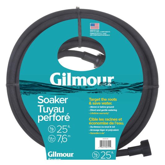 Gilmour Round Soaker Hose 3/8" x 25 ft with Heavy Duty Couplings