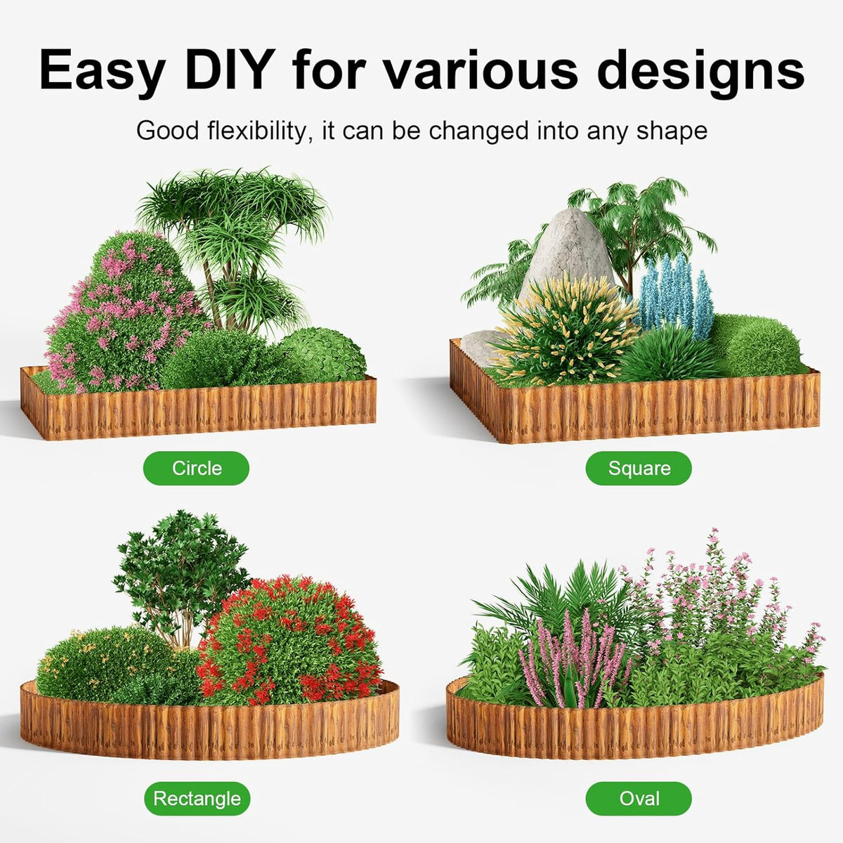 Land Guard Corrugated Garden Edging Border,12" x 25' Landscape Paver Edging, Tall Landscape Edging