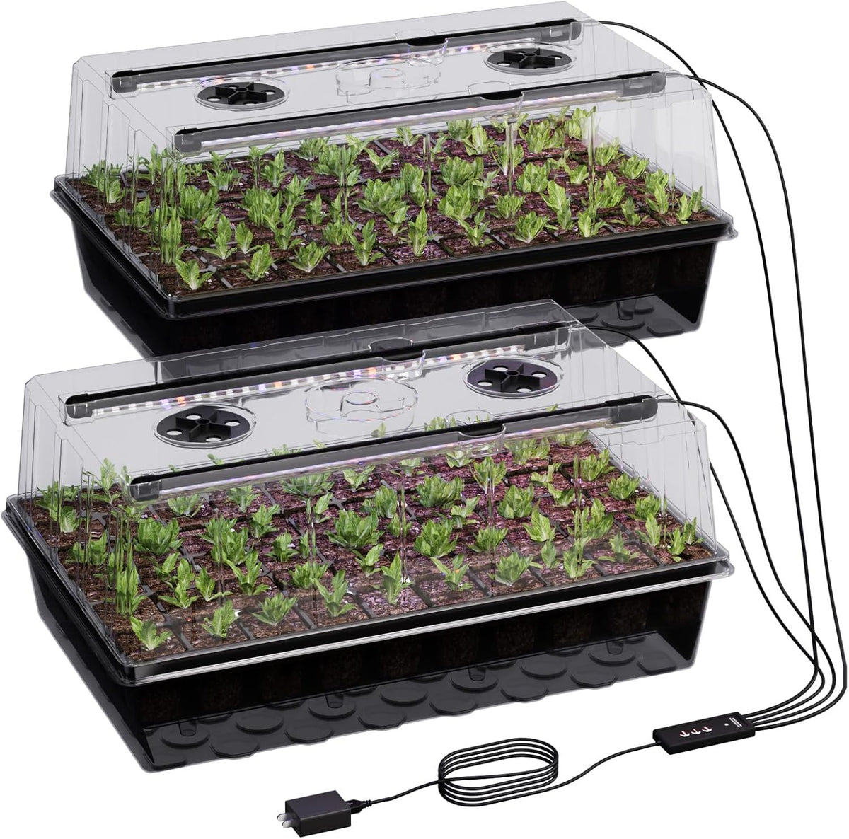 120-Cell Self-Watering Seed Starter Tray with Grow Light, Seed Starter Kit with 4.07” Humidity